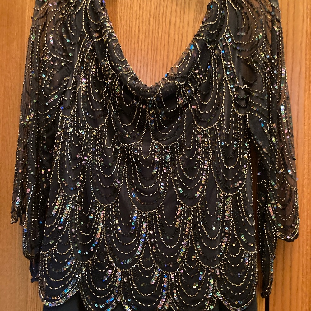 Mother of the Groom dress with sequined bodice.